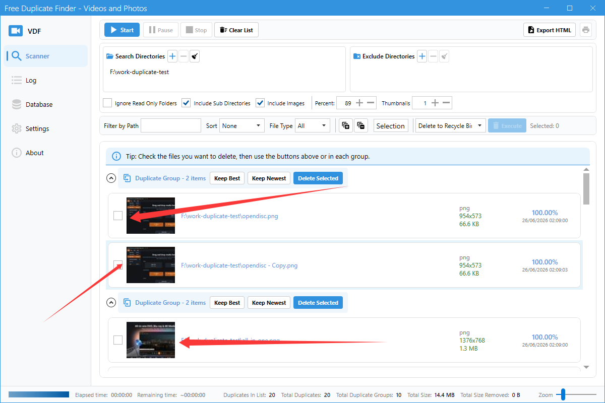 Duplicate group with checkboxes