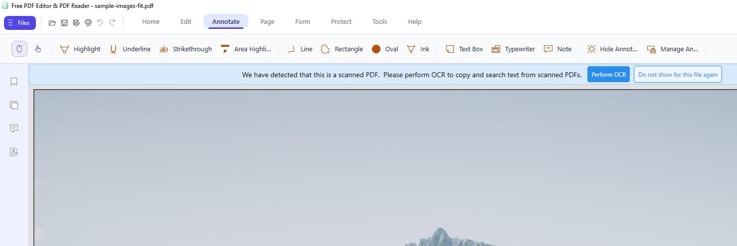 Annotate toolbar