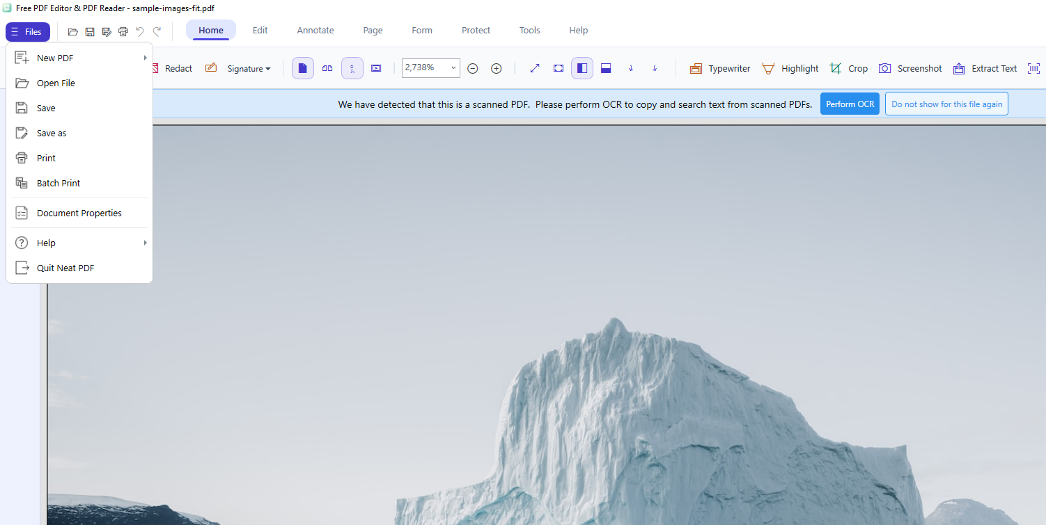 File menu